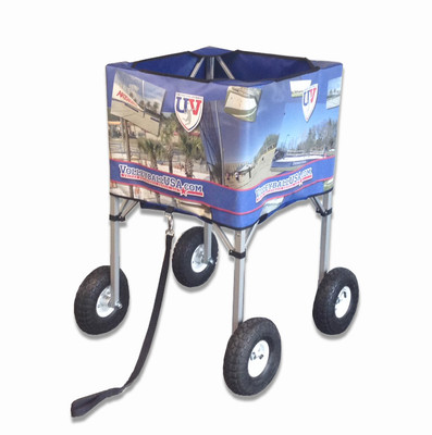 VolleyballUSA.com Deep Basket Sand / Grass Collapsible Ball Carts - Shown with optional custom printing