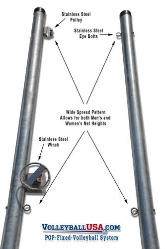 POP-FXD: Permanent Fixed Volleyball Poles - Outdoor Volleyball Poles a