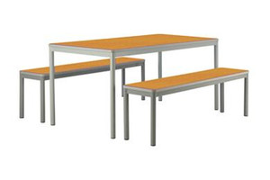 Hub table and bench seating 