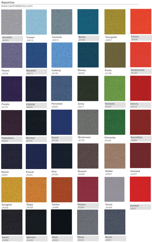Aquarius fabric samples & swatch card
