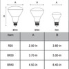 NaturaLED LED-17W BR40 Lamp Dimensions