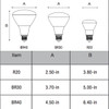 Plusrite LHO13R40/DIM/27K BR40 Lamp Dimensions