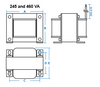 480:347:277V-460VA-IC Thomas Research Step-down Transformer - Dimensions