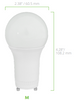 EiKO A19 Plastic Bulb - 810/1100 Lumen, GU24-Base - Dimensions