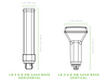 EiKO PL Type A+B 8.5 W Plastic Bulbs - Dimensions