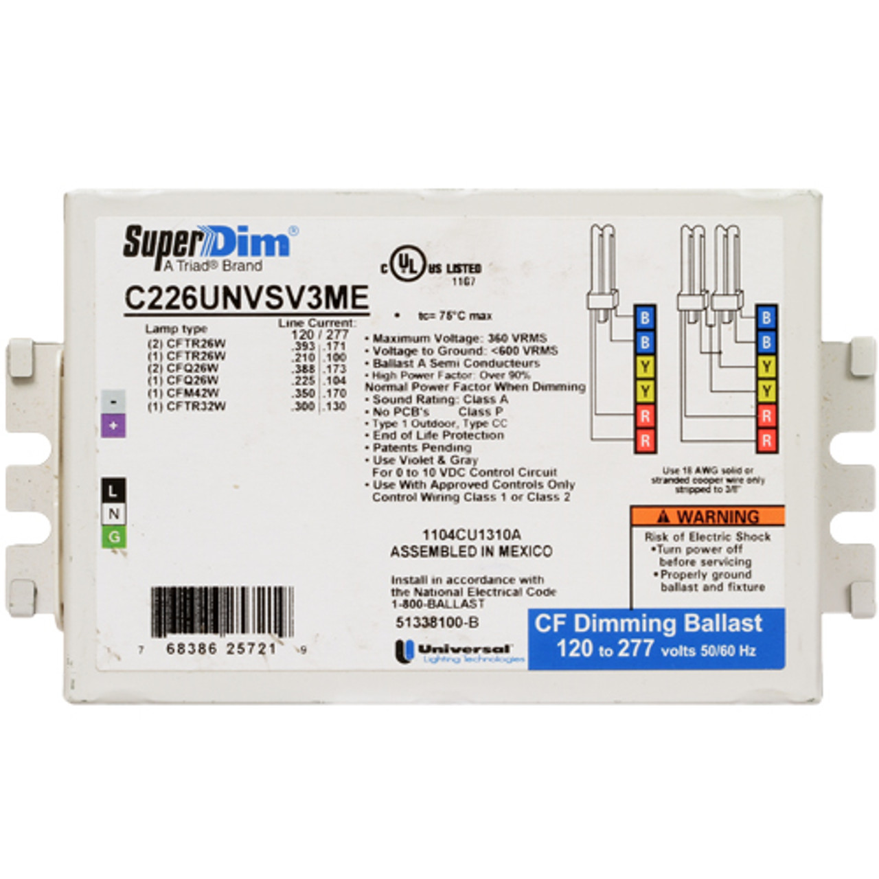C226UNVSV3ME Universal CFL Dimming Ballast | 26W 32W 42W Lamps