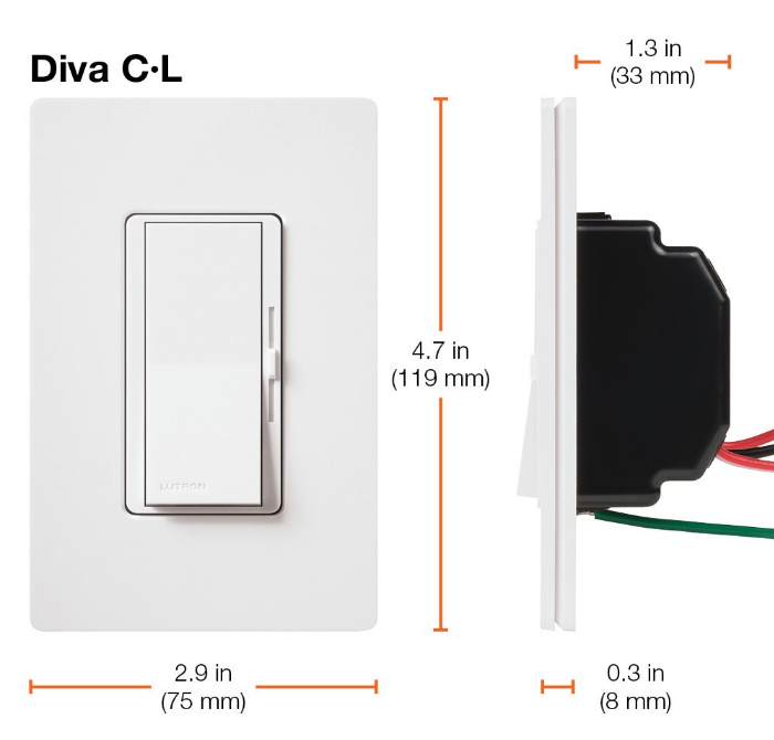 ルートロン　LED DIVA調光器（プレート付）　DVCL-123P-JA-NWH Lutron Maestro MS-Z101-WH dimmer and sesnsor