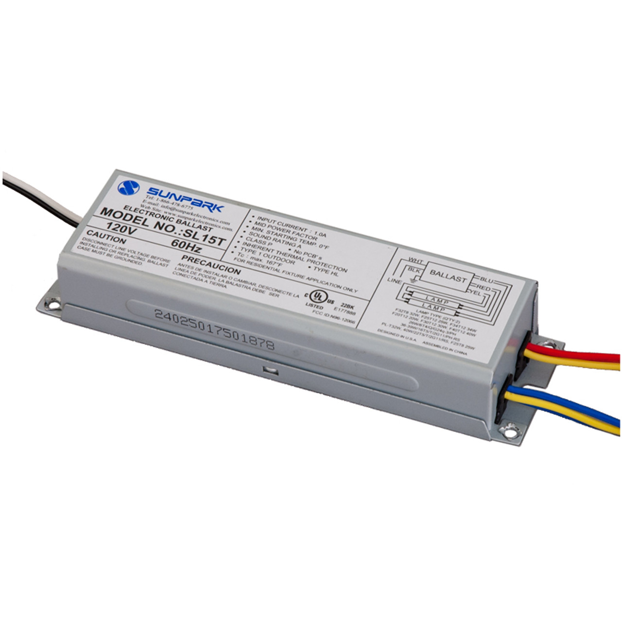 SL15T-1 Sunpark electronic circline ballast w lamp holders attached 22W 32W T9