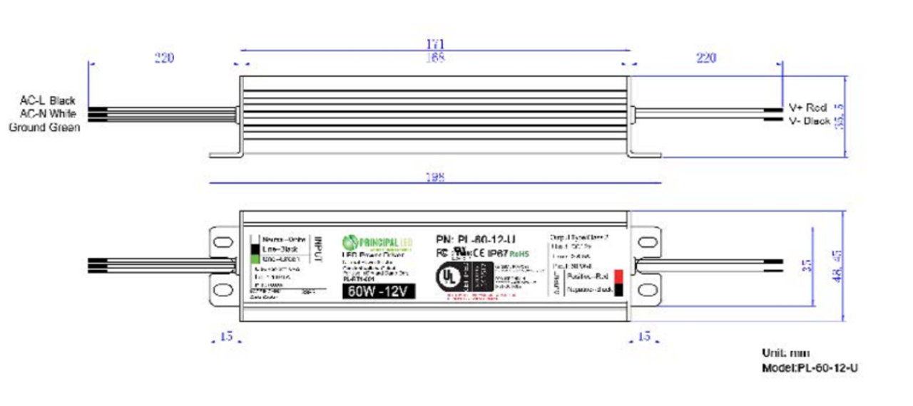 P-OH120-12-EC Principal Sloan Constant Voltage LED Power Supply