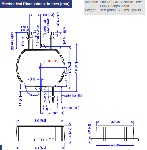 LD120W 171 C0700 RD | EPtronics INC. LED Driver, 171V Output, 120W Output, 700mA Output
