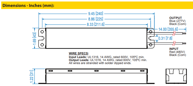 480:277-250VA-L Thomas Research Step-down Transformer