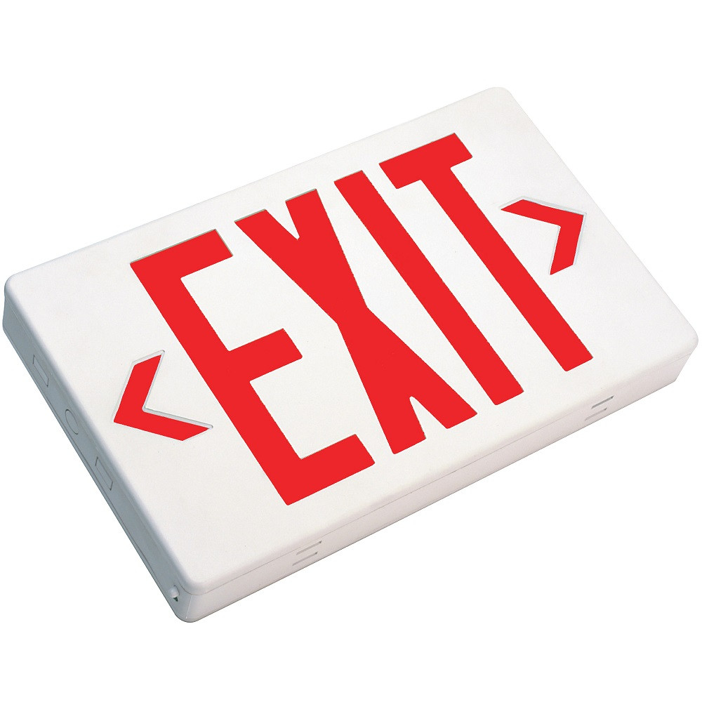 TCP 22742 LED Exit Sign | White Housing, Red Letters, Push-to-test switch