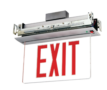 NYCELR-R-1 Recessed Ceiling Mount Edge-lit Exit Sign