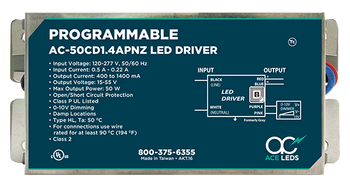 AC-50CD1.4APNZ ACE LEDS Programmable LED Driver - 50W 1400mA