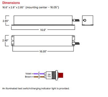 B30HV Bodine Emergency Lighting Ballast - Dimensions