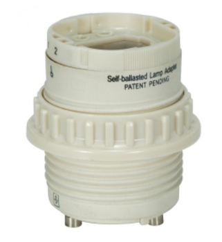 Satco 80-1849 Socket Self-Ballast Adapter - 13W 4-pin to GU24 with Threaded Ring