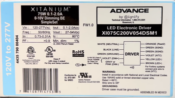 XI075C200V054DSM1 Advance Xitanium - Label
