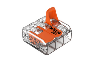 221-413 WAGO Compact Splicing Lever-Nuts Connector - 3-wire 12-24 AWG Solid/Strand/Flex