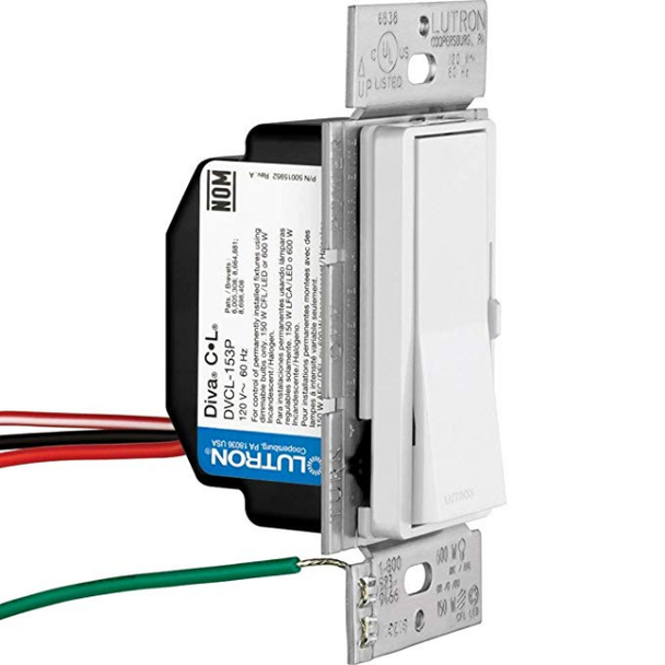 Lutron DIVA DVCL-153P-WH Dimmer - White Gloss Finish
