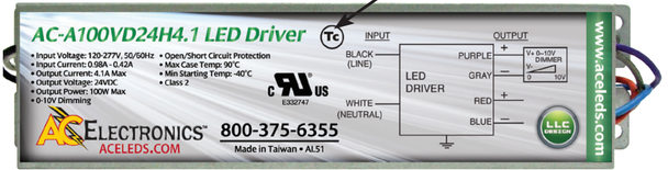 AC Electronics AC-A100VD24H4.1 Constant Voltage LED Driver - 100W 24V Dimmable