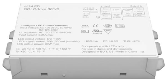 361/S SOLOdrive (SL0361S3) eldoLED Programmable Constant Current LED Driver - 30W 0-10V Dimming