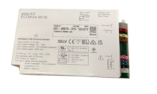 eldoLED ECOdrive 561/S Constant Current Programmable LED Driver - 50W Compact Side-Connector