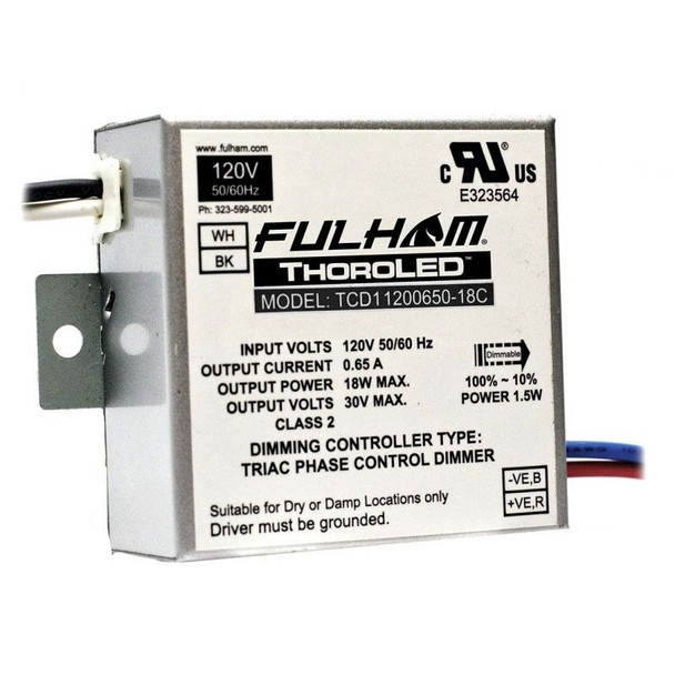 TCD11200650-18C Fulham ThoroLED Driver Constant-Current - 18W 650mA Dimmabl