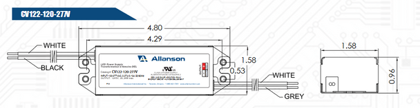Allanson CV122-120-277V LED Power Supply - Dimension