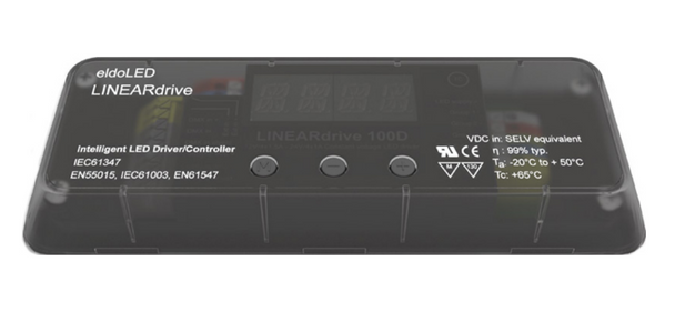 100D eldoLED LINEARdrive Programmable Constant Voltage LED Driver - 100W 12/24V DMX/RDM DC-input