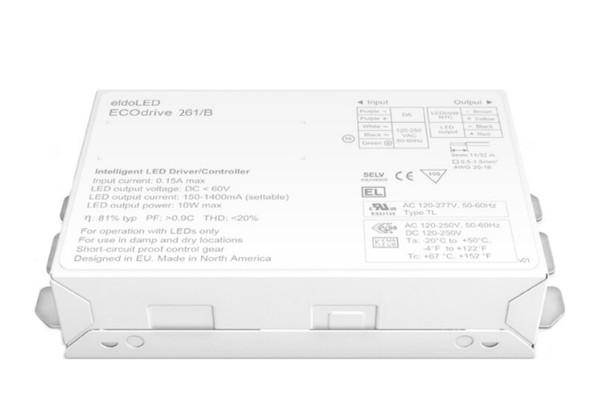 261/B ECOdrive (EC0261B2) eldoLED Programmable Constant Current LED Driver - 20W 0-10V Dimming