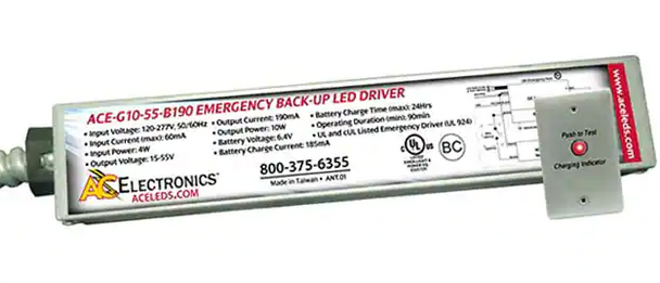 ACE-G10-55-B190 Emergency Back-up LED Driver - 10W Bottom Mount