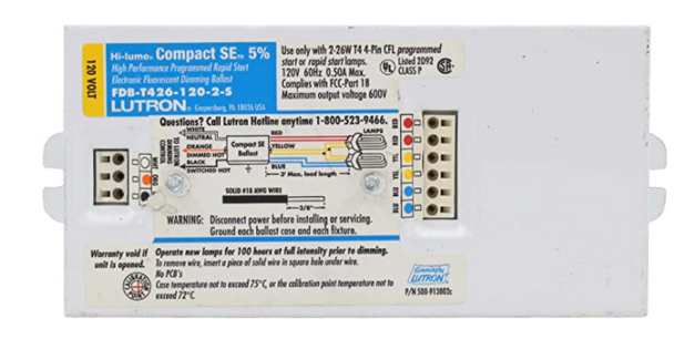 FDB-T426-120-2-S Lutron Hi-lume Compact SE Dimming Ballast - 2-Lamp 120V Mounting Studs