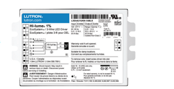 L3DA4U1UKS-HA070 Lutron Constant Current LED Driver - 40W 700mA Studs