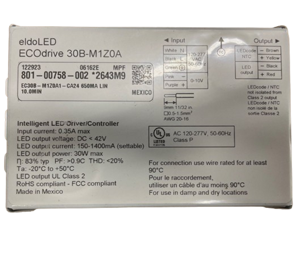 EC30B-M1Z0A eldoLED ECOdrive LED Driver - 30W 1400mA 42V max Output