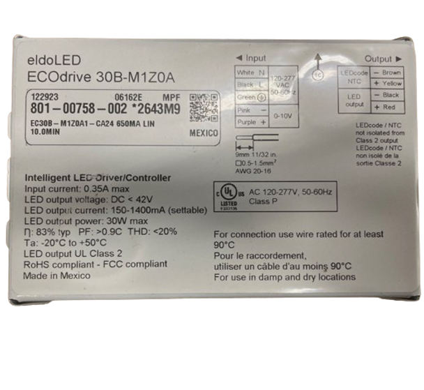 30B-M1Z0A eldoLED ECOdrive LED Driver - 30W 1400mA 42V max Output