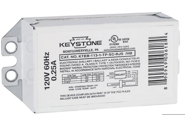 KTEB-113-1-TP-SC-RJS /HB Keystone Electronic Ballast - Studs