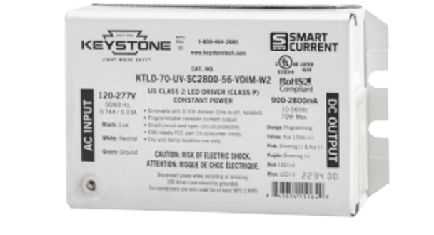 KTLD-70-UV-SC2800-56-VDIM-W2 Keystone Programmable LED Driver - 70W 900-2800mA Dimmable