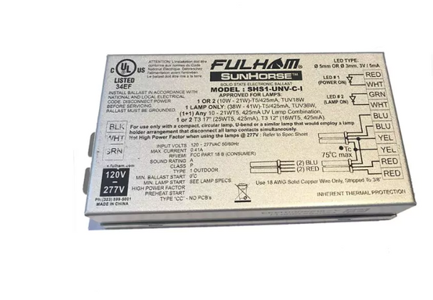 SHS1-UNV-C-I Fulham SunHorse Tanning / UV Ballast - T5 425mA Lamps