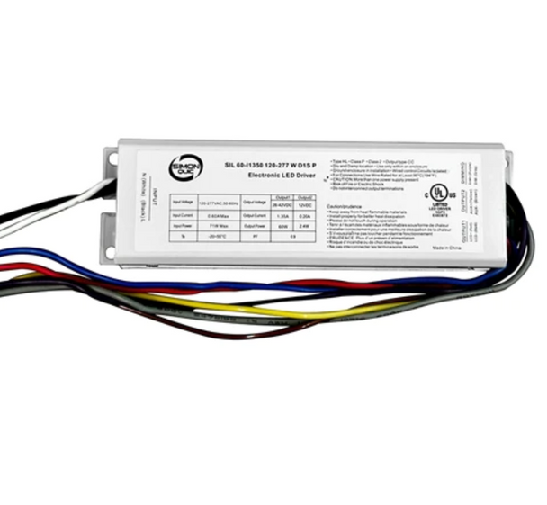 SIL 60-I1350 120-277 W D1S P Simon Quic Consant Current LED Driver - 60W 1350mA Dimming Aux