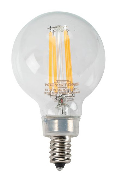 Keystone KT-LED4.5FG16-E12-930-C 3000K LED Filament Globe Bulb