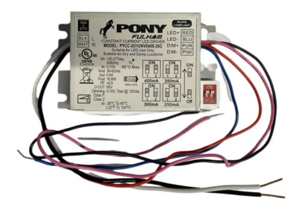 PYCC-2U1UNV040S-20C Fulham Pony LED Driver - 20W Field-Select 250/300/350/400mA