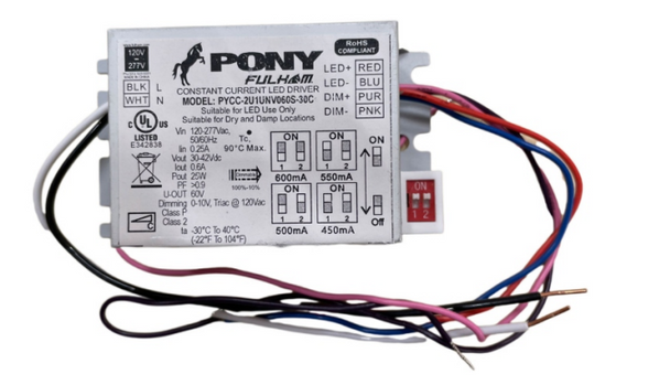 PYCC-2U1UNV060S-30C Fulham Pony LED Driver - 30W Field-Select 450/500/550/600mA