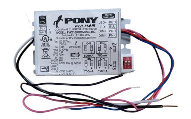 PYCC-2U1UNV080S-40C Fulham Pony LED Driver - 40W Field-Select 650/700/750/800mA