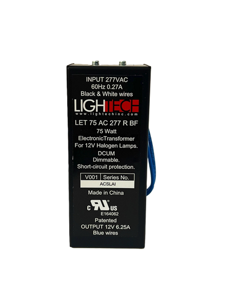 LET-75-AC-277-R-BF GE Lightech (GE66955) Step-down Transformer - 75W 277V/12V Bottom-Feed Studs