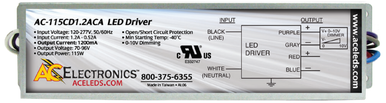 115W Constant Current LED Driver AC Electronics