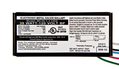MC39-1-J-120X Hatch eHID Ballast | 39W Nano Bottom-Exit-Studs