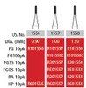 Alpen FG #1558 Round End Cross Cut Fissure Carbide Bur, Package of 100 Burs