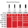 Alpen FG #1156 Round End Fissure Carbide Bur, Package of 10