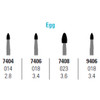 House Brand FG #7406 12 blade Egg shaped T&F bur, Gold Plated, package of 10