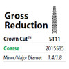 Two Striper FG #ST11 Gross Reduction Coarse Diamond Bur, Crown Cut. Pack of 5